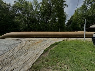 Dewatering bag on the bank